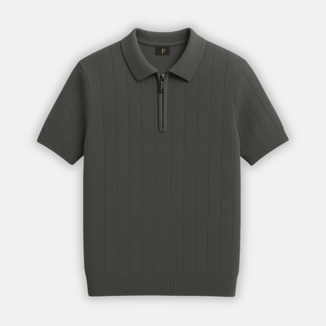 Men’s Firenze Linen-Blend Polo Shirt – Soft Ribbed Texture