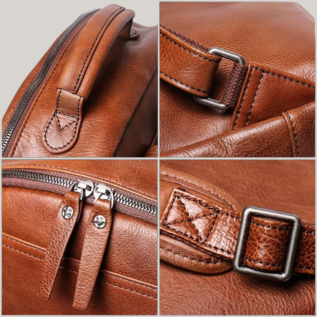 LeathFocus 15.6” Leather Laptop Backpack – Timeless Style, Modern Functionality
