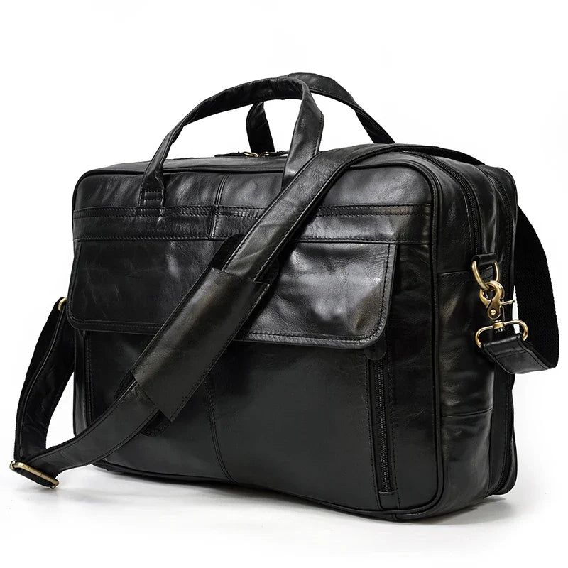 Genuine Leather Executive Briefcase Black Bull Arthur