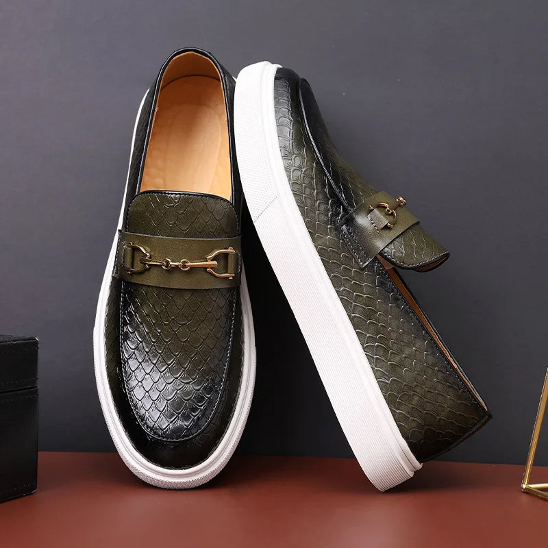 Men’s Rivers Leather Loafers – Classic Buckle Moccasins