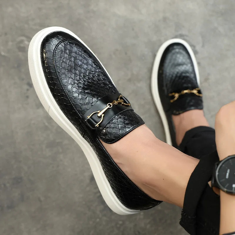 Men’s Rivers Leather Loafers – Classic Buckle Moccasins