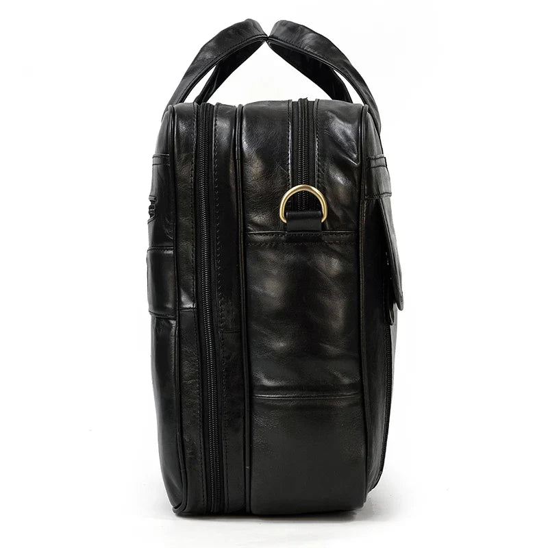 Genuine Leather Executive Briefcase Black Bull Arthur