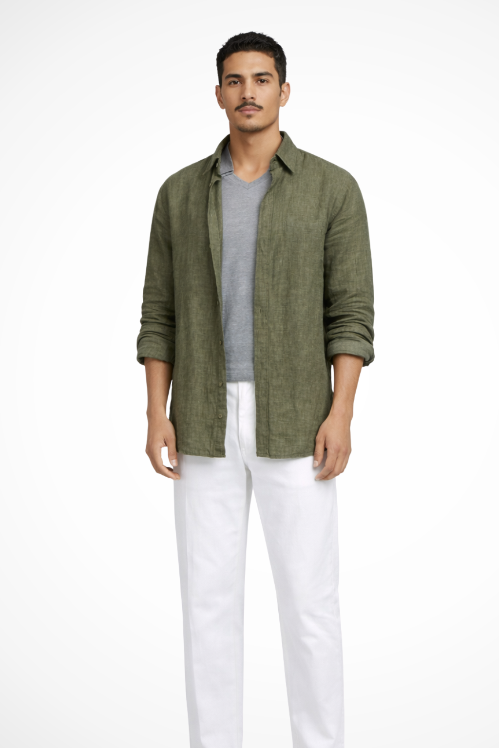 Roman | Men Relaxed Fit Long Sleeve Linen Button Down Shirt