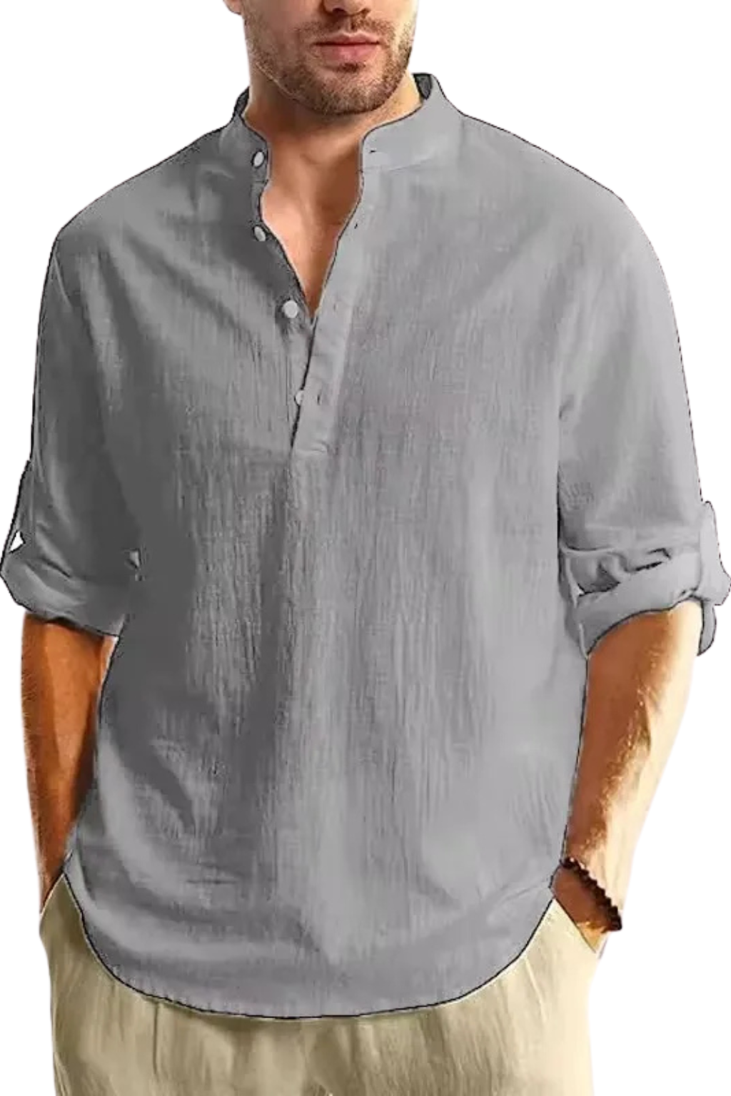 Aurelio | Men Collar Shirt Linen Summer Shirt