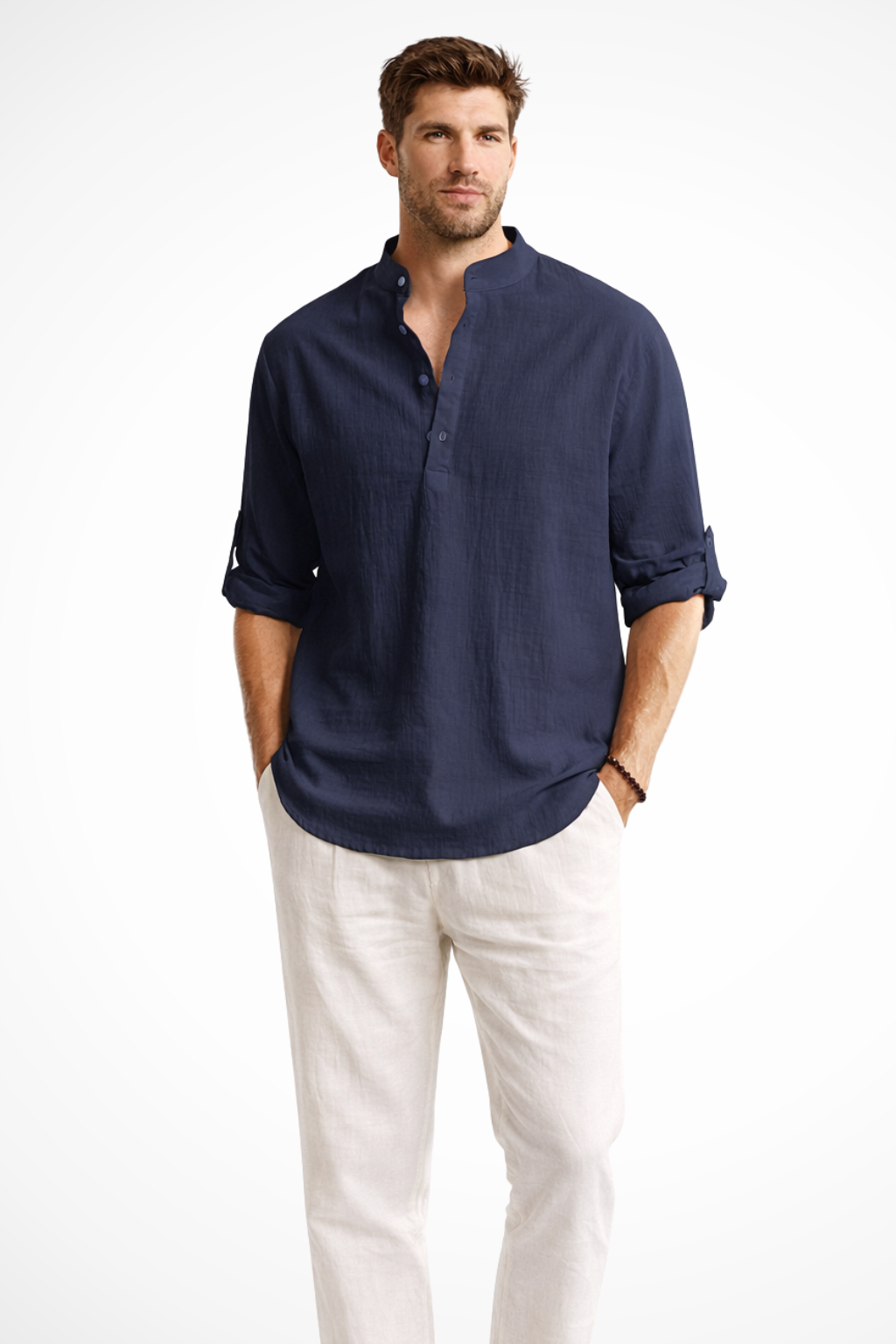 Aurelio | Men Collar Shirt Linen Summer Shirt