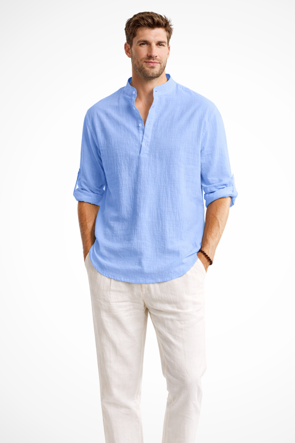 Aurelio | Men Collar Shirt Linen Summer Shirt