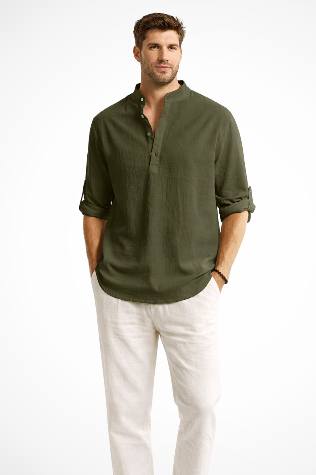 Aurelio | Men Collar Shirt Linen Summer Shirt