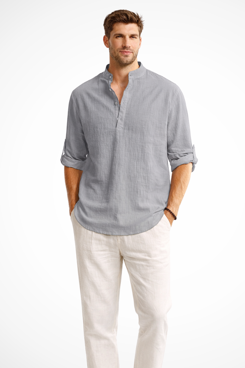 Aurelio | Men Collar Shirt Linen Summer Shirt