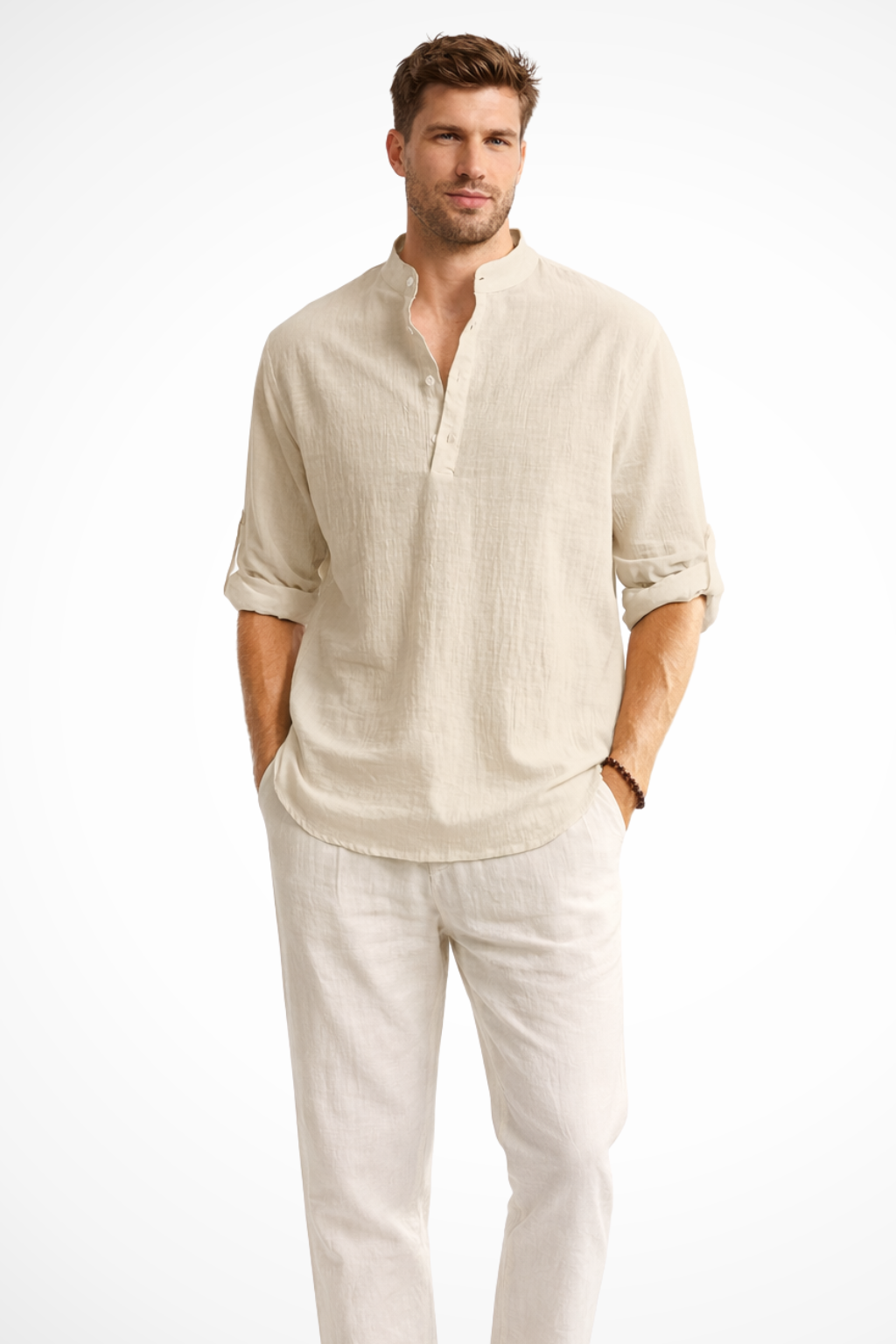 Aurelio | Men Collar Shirt Linen Summer Shirt
