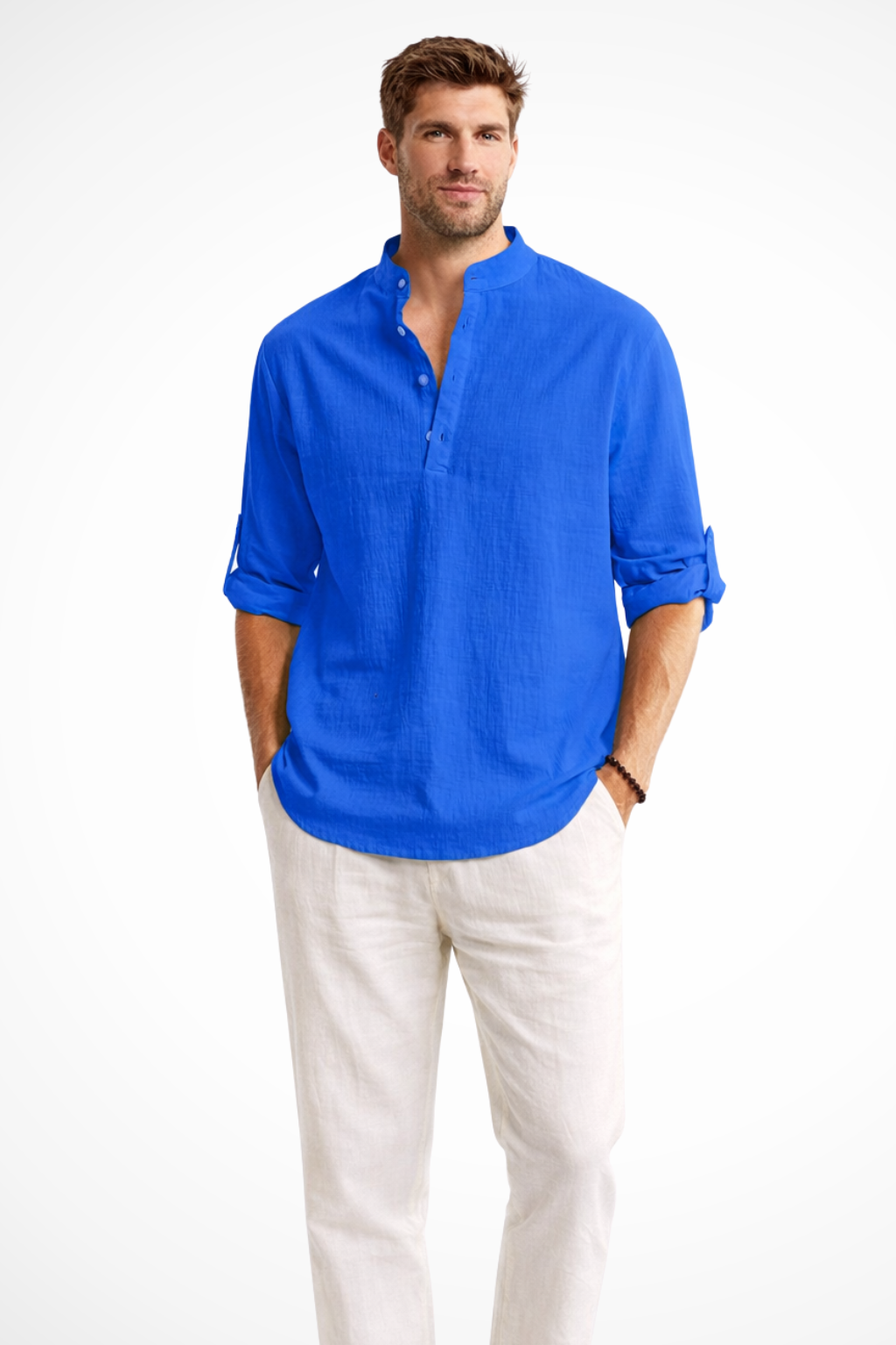 Aurelio | Men Collar Shirt Linen Summer Shirt