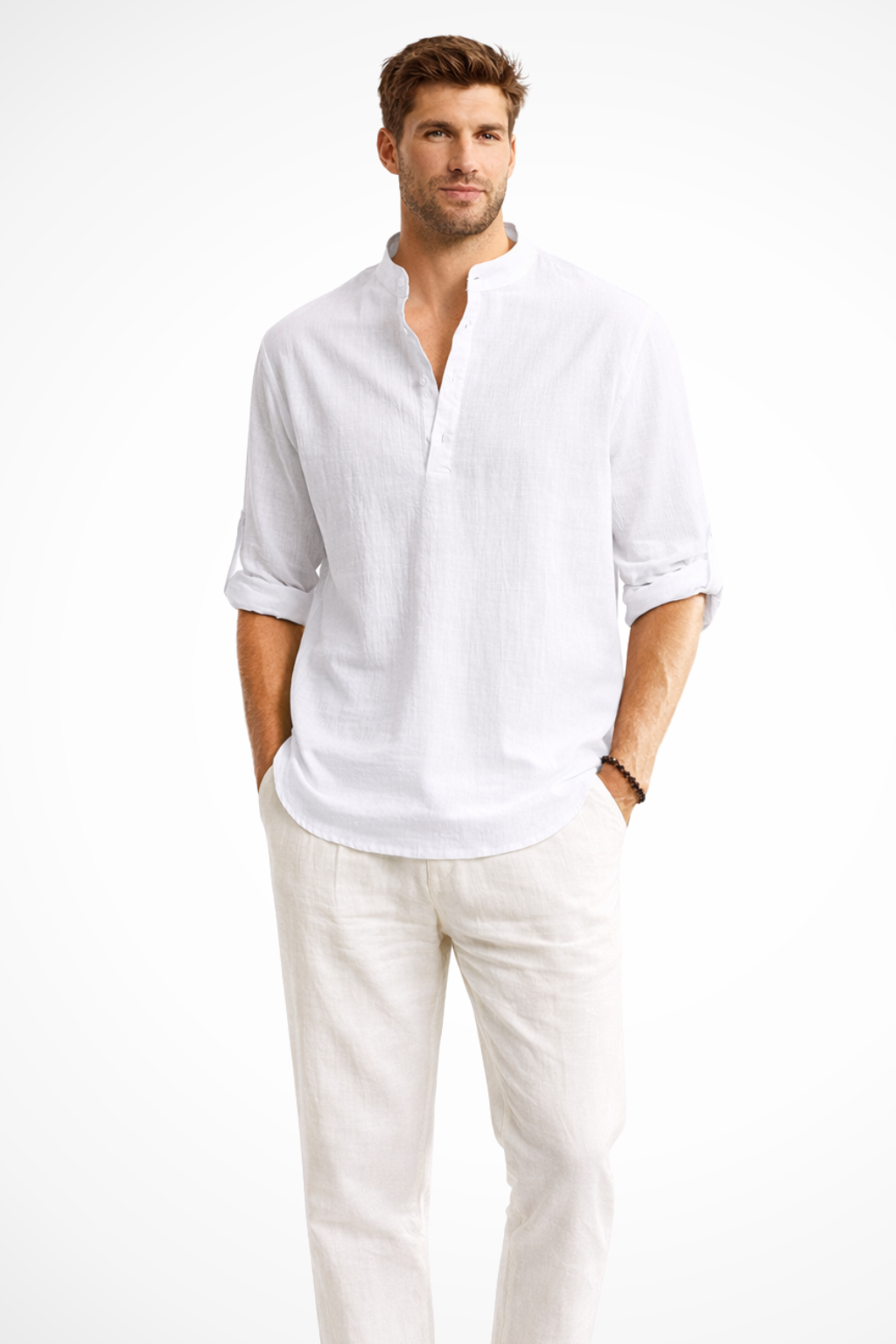 Aurelio | Men Collar Shirt Linen Summer Shirt