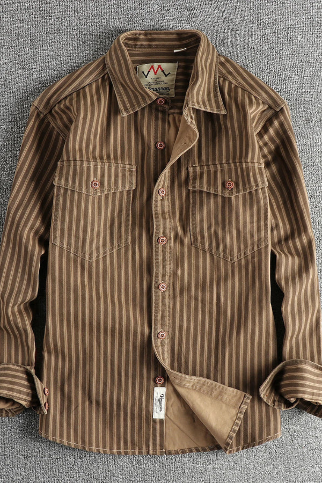 Noah | Men Washed Striped Shirt Loose Fit Long Sleeve Blouse