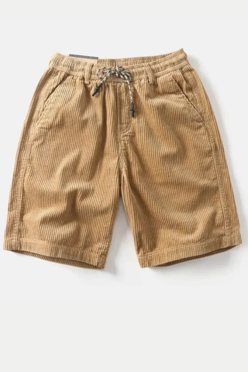Brixton | Men Elasticated Drawstring Waist Wide Wale Corduroy Casual Shorts