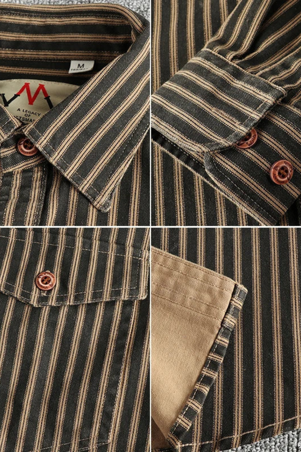 Noah | Men Washed Striped Shirt Loose Fit Long Sleeve Blouse