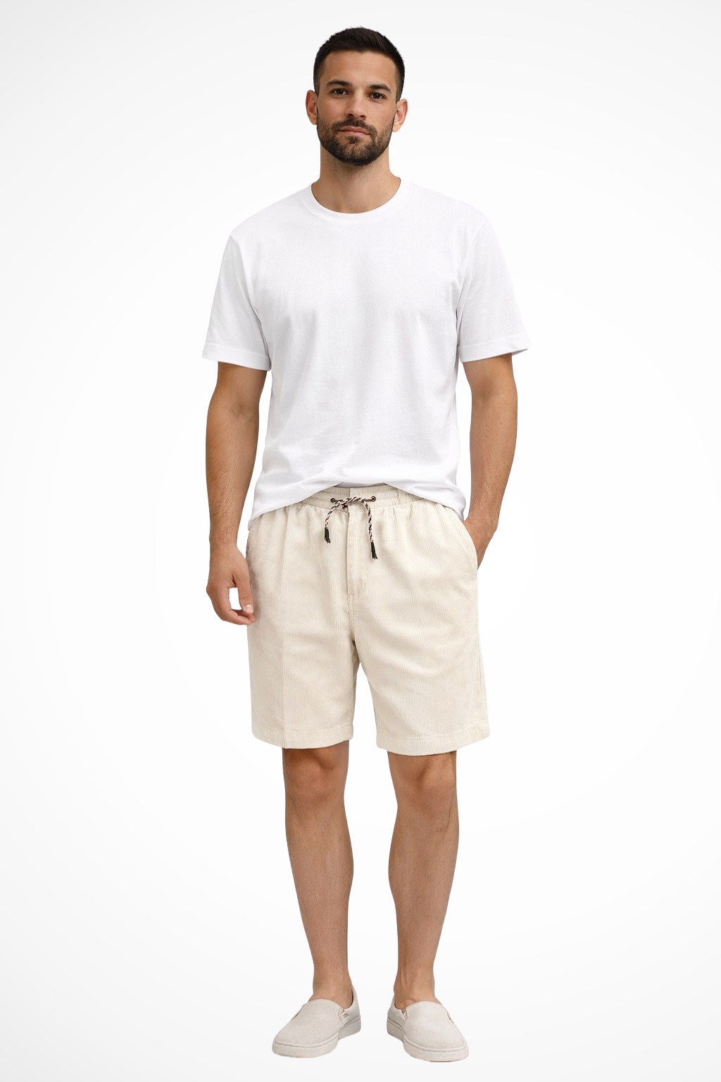 Brixton | Men Elasticated Drawstring Waist Wide Wale Corduroy Casual Shorts