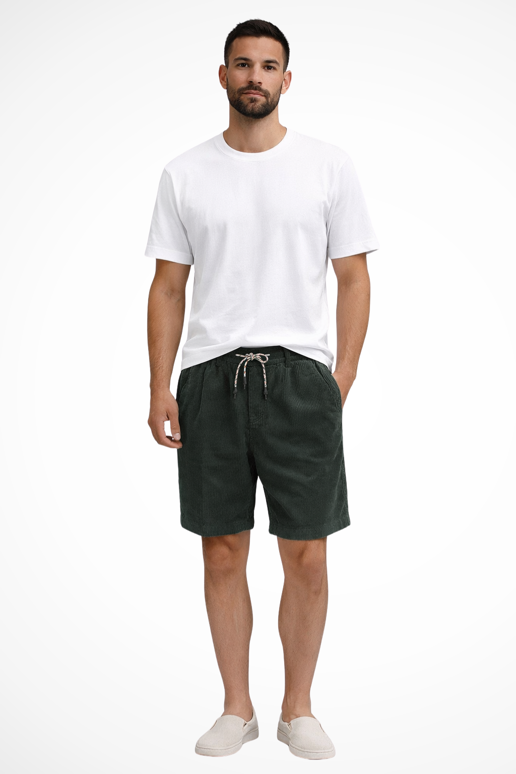 Brixton | Men Elasticated Drawstring Waist Wide Wale Corduroy Casual Shorts
