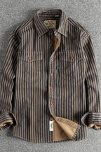 Noah | Men Washed Striped Shirt Loose Fit Long Sleeve Blouse