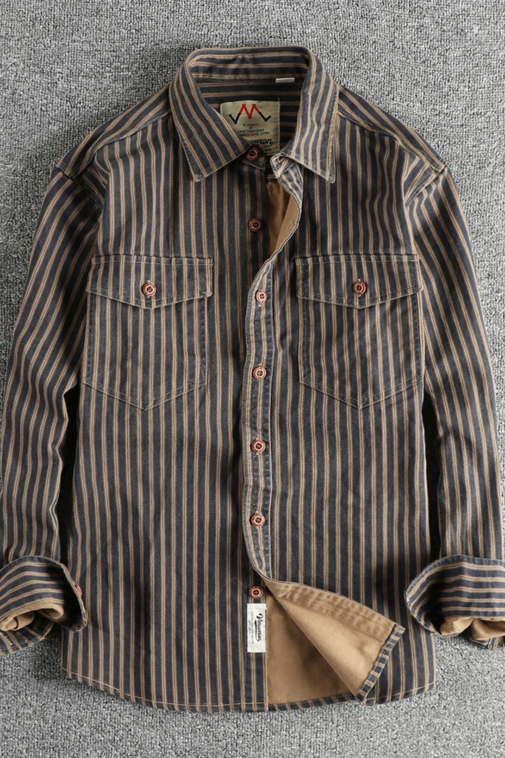 Noah | Men Washed Striped Shirt Loose Fit Long Sleeve Blouse