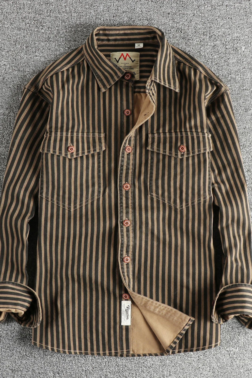 Noah | Men Washed Striped Shirt Loose Fit Long Sleeve Blouse