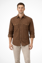 Noah | Men Washed Striped Shirt Loose Fit Long Sleeve Blouse