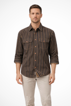Noah | Men Washed Striped Shirt Loose Fit Long Sleeve Blouse