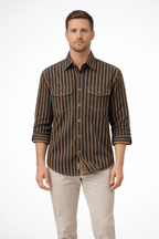 Noah | Men Washed Striped Shirt Loose Fit Long Sleeve Blouse