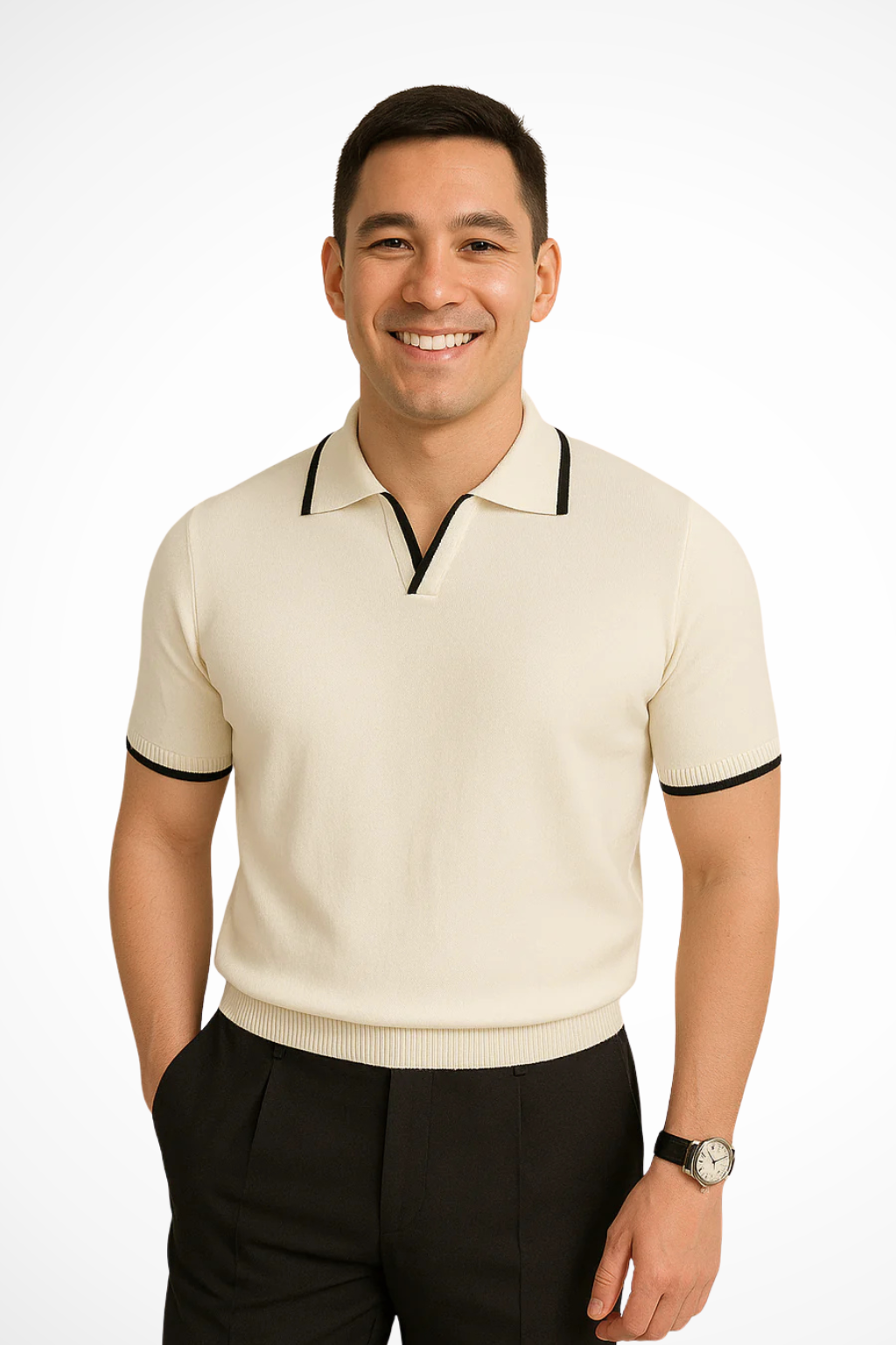 Justin | Men Slim Fit Knit Polo Shirt with Contrast Trim