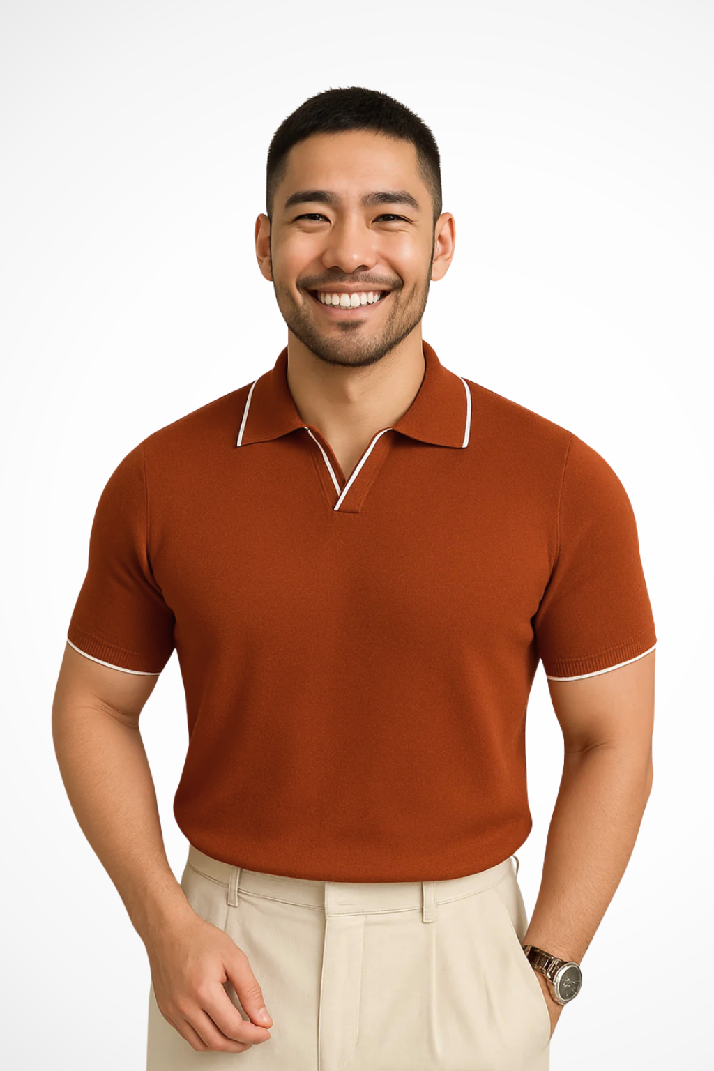 Justin | Men Slim Fit Knit Polo Shirt with Contrast Trim