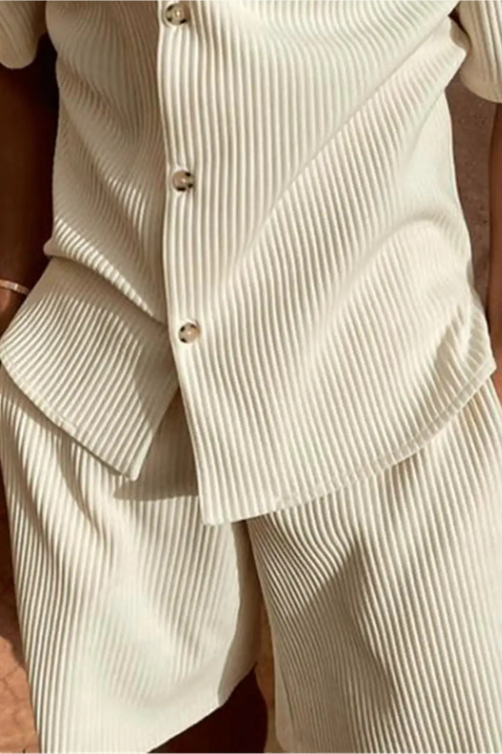 Ralston | Men Short Sleeve Textured Shirt and Shorts Summer Outfit Set