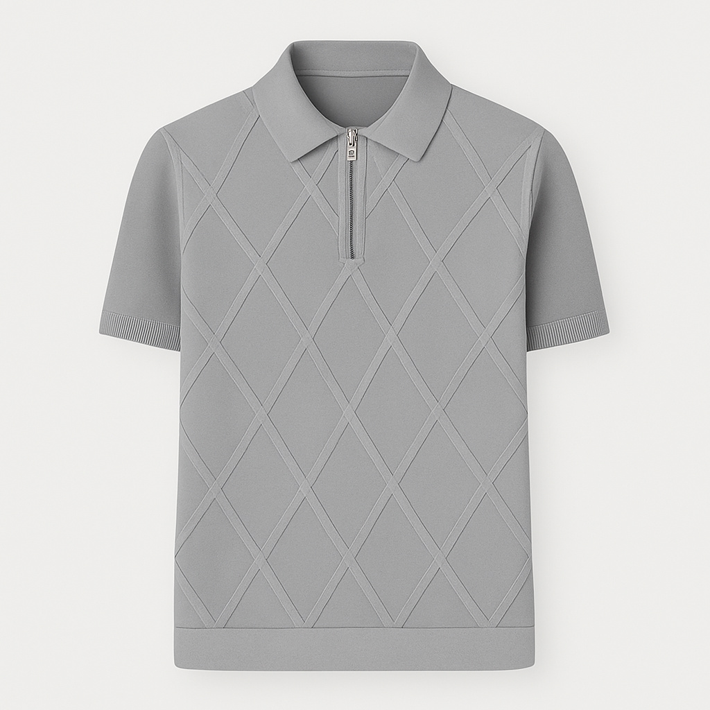 Plymouth Men’s Polo Shirt with Argyle Texture