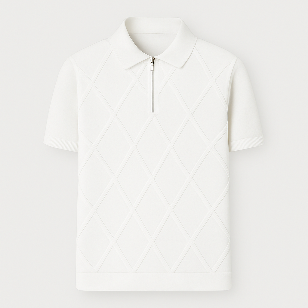 Plymouth Men’s Polo Shirt with Argyle Texture