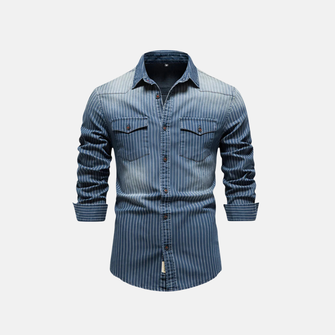 Men's Jeans Shirt With Chalk Stripe OakRidge