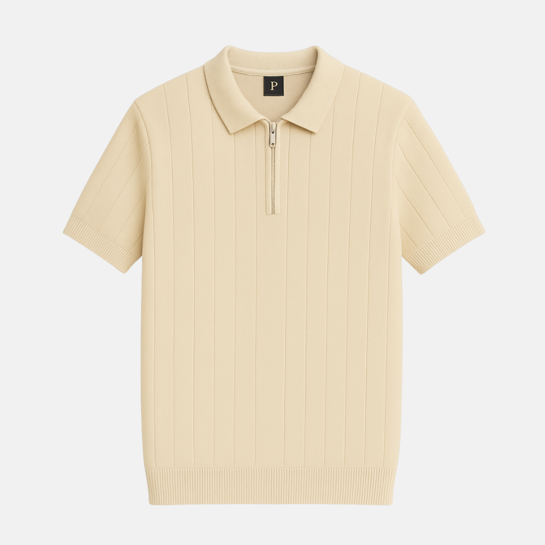 Men’s Firenze Linen-Blend Polo Shirt – Soft Ribbed Texture