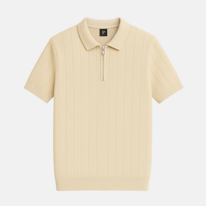 Men’s Firenze Linen-Blend Polo Shirt – Soft Ribbed Texture