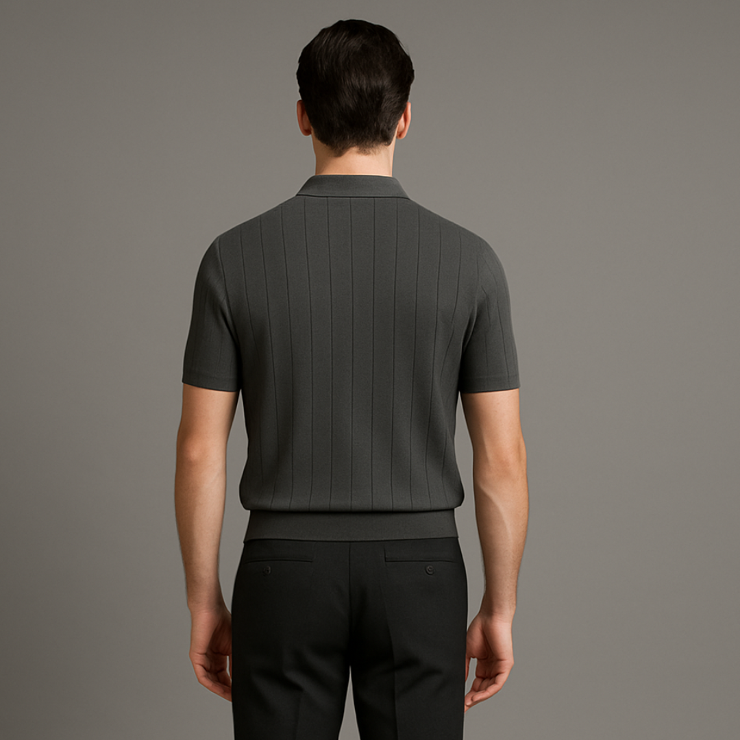 Men’s Firenze Linen-Blend Polo Shirt – Soft Ribbed Texture