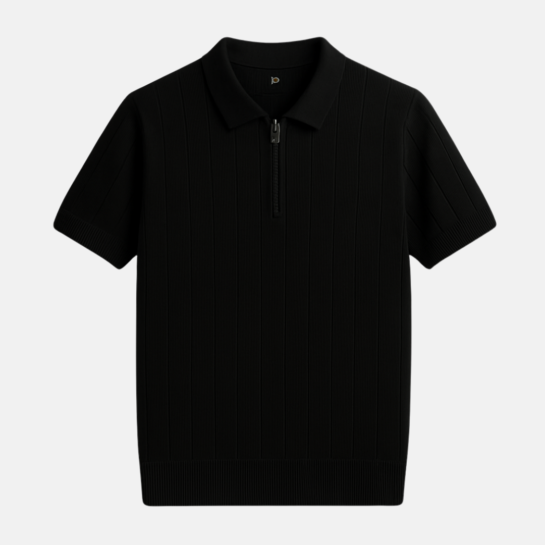 Men’s Firenze Linen-Blend Polo Shirt – Soft Ribbed Texture