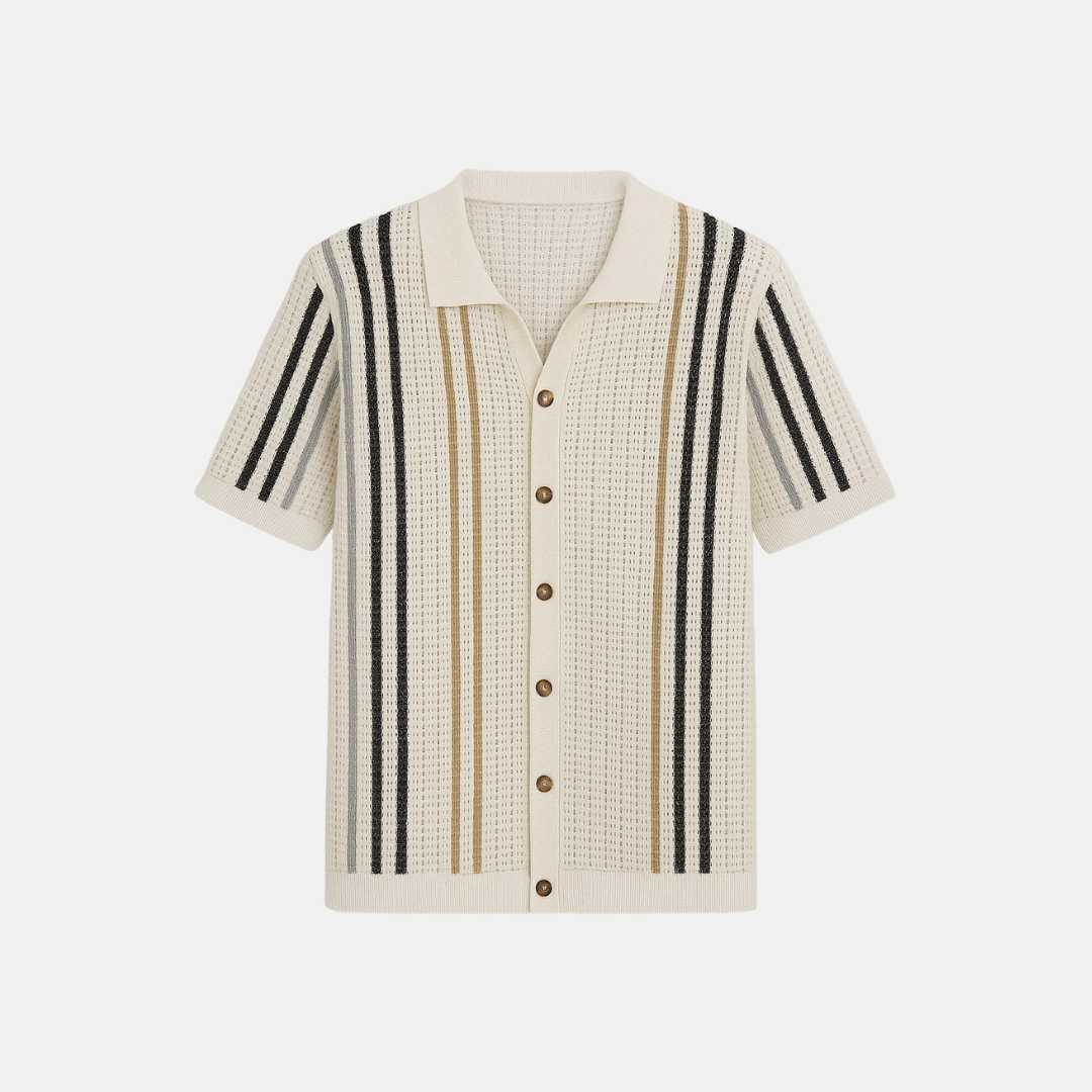 Men’s Amalfi Vintage Knit Shirt – Retro Striped