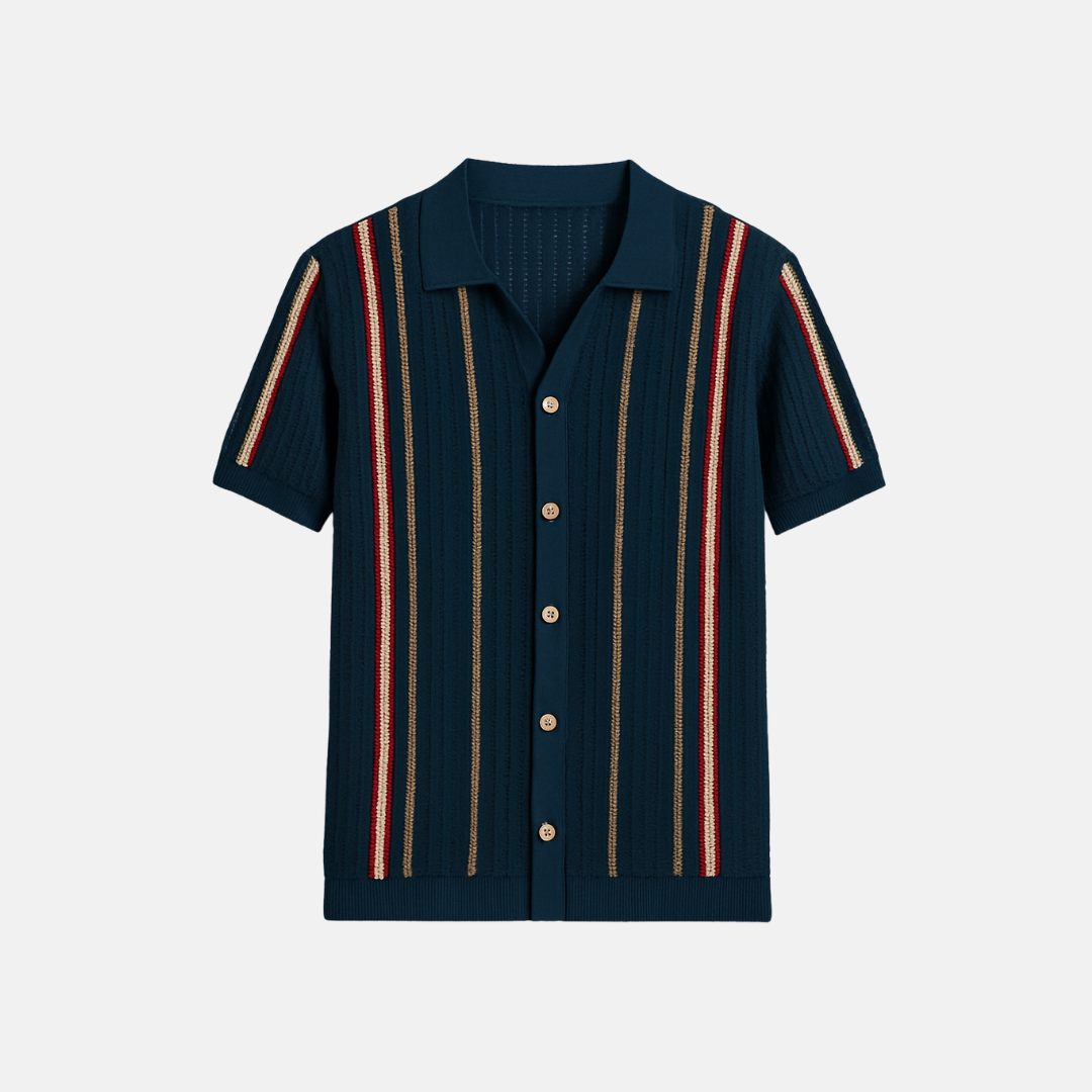 Men’s Amalfi Vintage Knit Shirt – Retro Striped