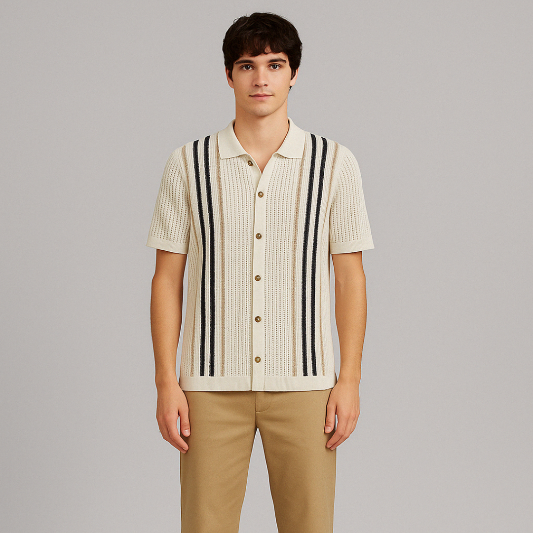 Men’s Amalfi Vintage Knit Shirt – Retro Striped
