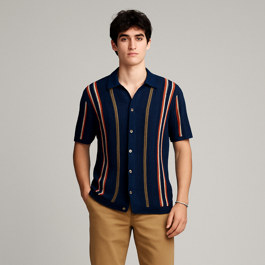 Men’s Amalfi Vintage Knit Shirt – Retro Striped