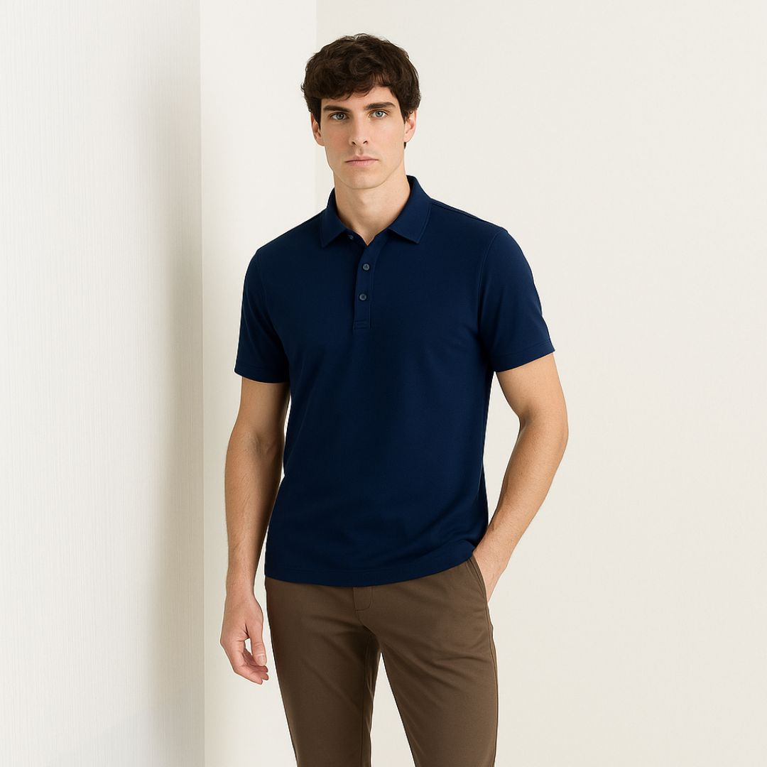 Elmander Cobalt Men’s Polo Shirt – Premium Cotton Stretch