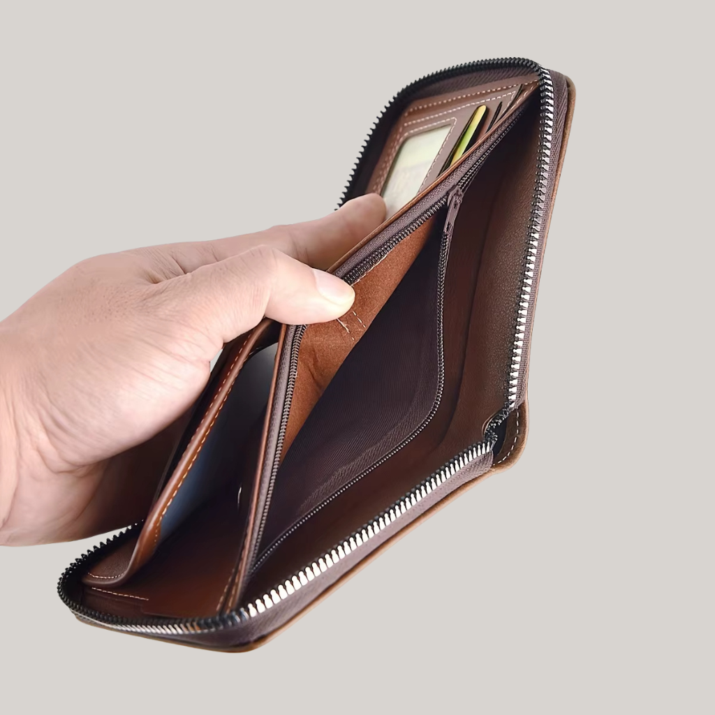 Slim Men's Leather Zip Wallet Charles