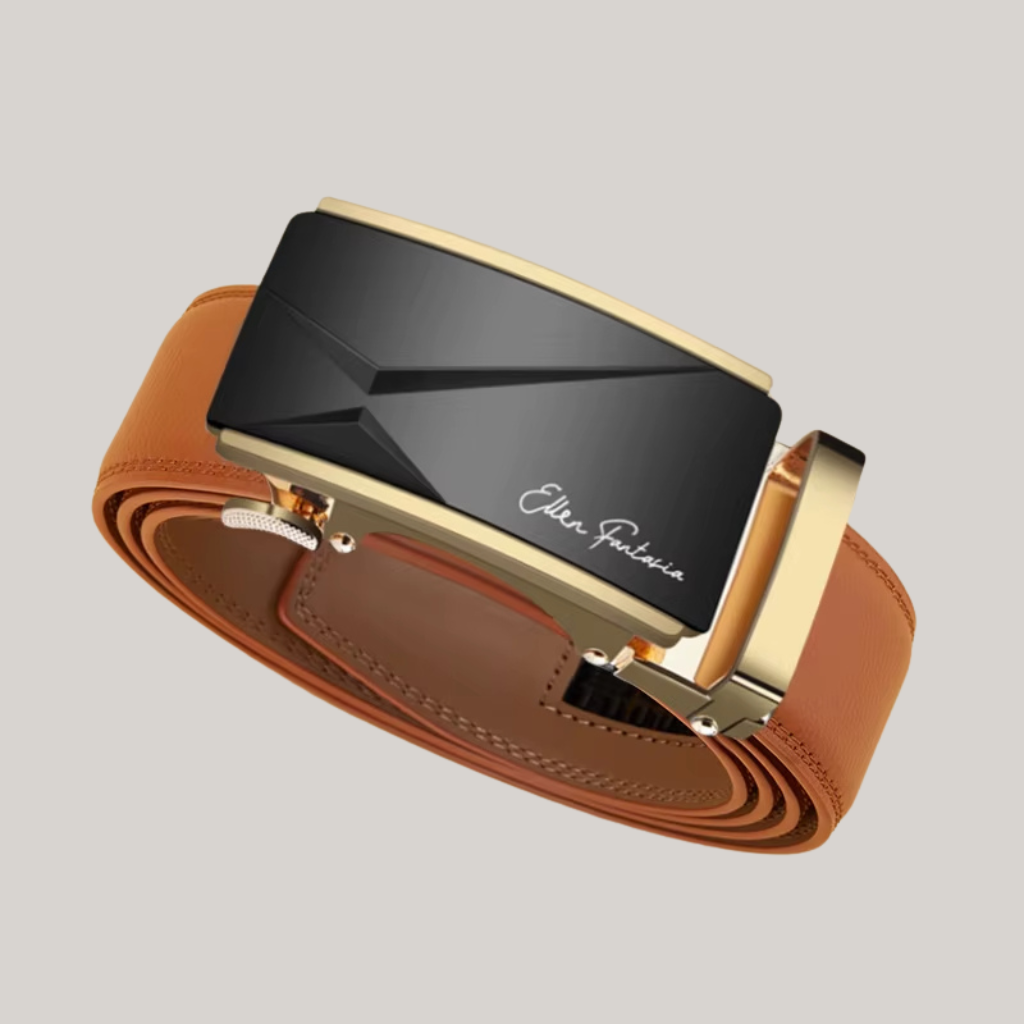 Men’s Leather Belt with Gold Automatic Buckle – Francis