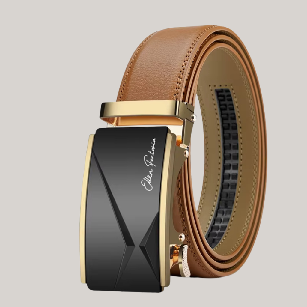 Men’s Leather Belt with Gold Automatic Buckle – Francis