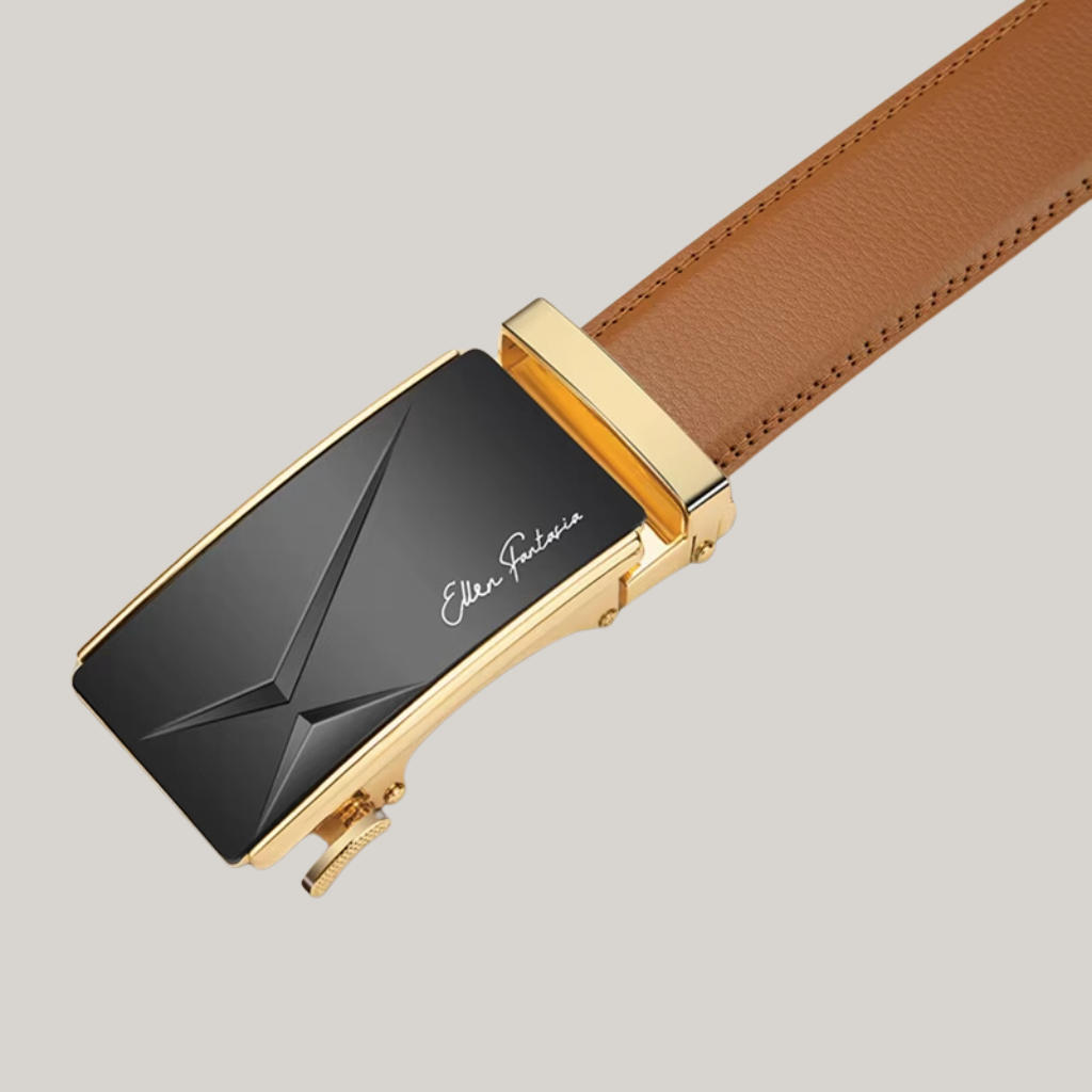 Men’s Leather Belt with Gold Automatic Buckle – Francis