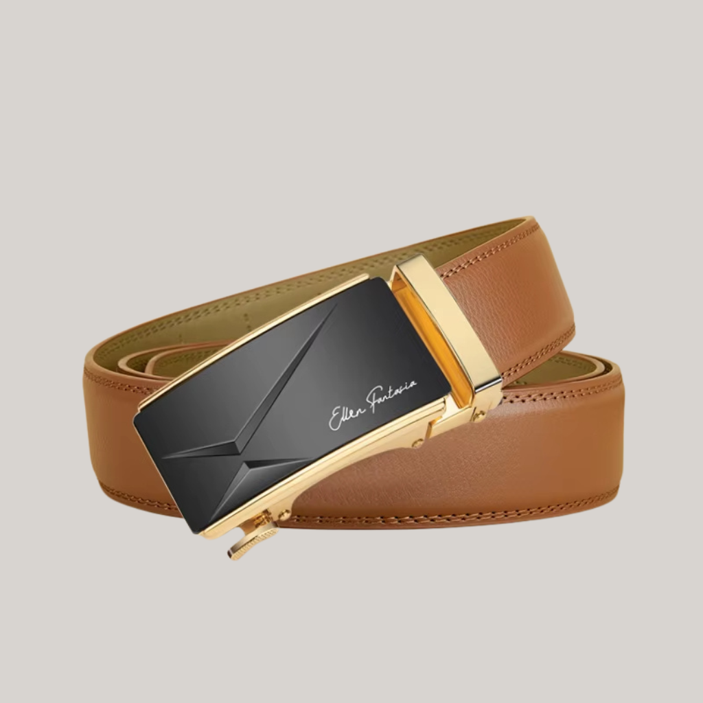 Men’s Leather Belt with Gold Automatic Buckle – Francis