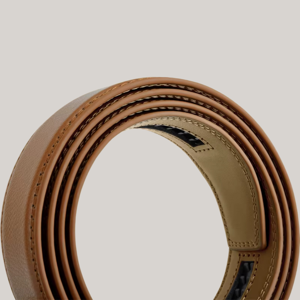 Men’s Leather Belt with Gold Automatic Buckle – Francis