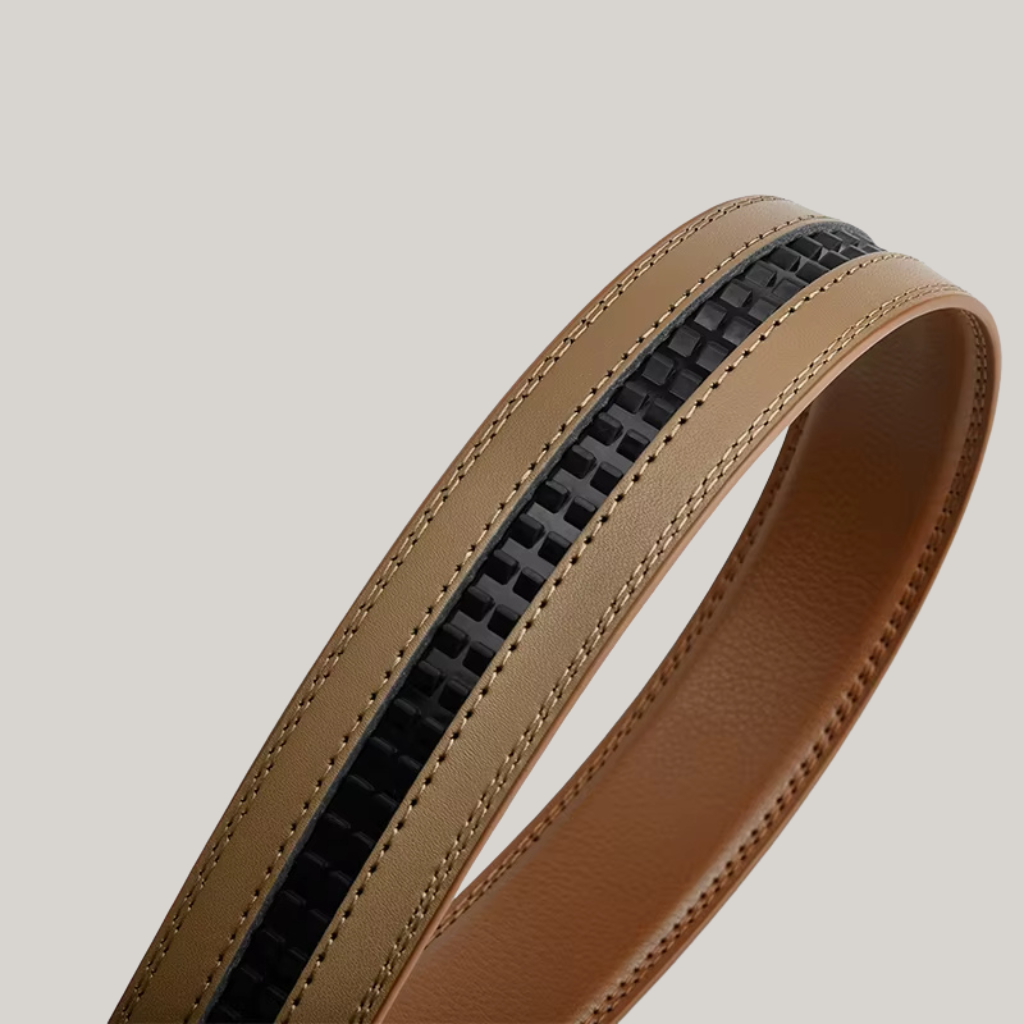 Men’s Leather Belt with Gold Automatic Buckle – Francis