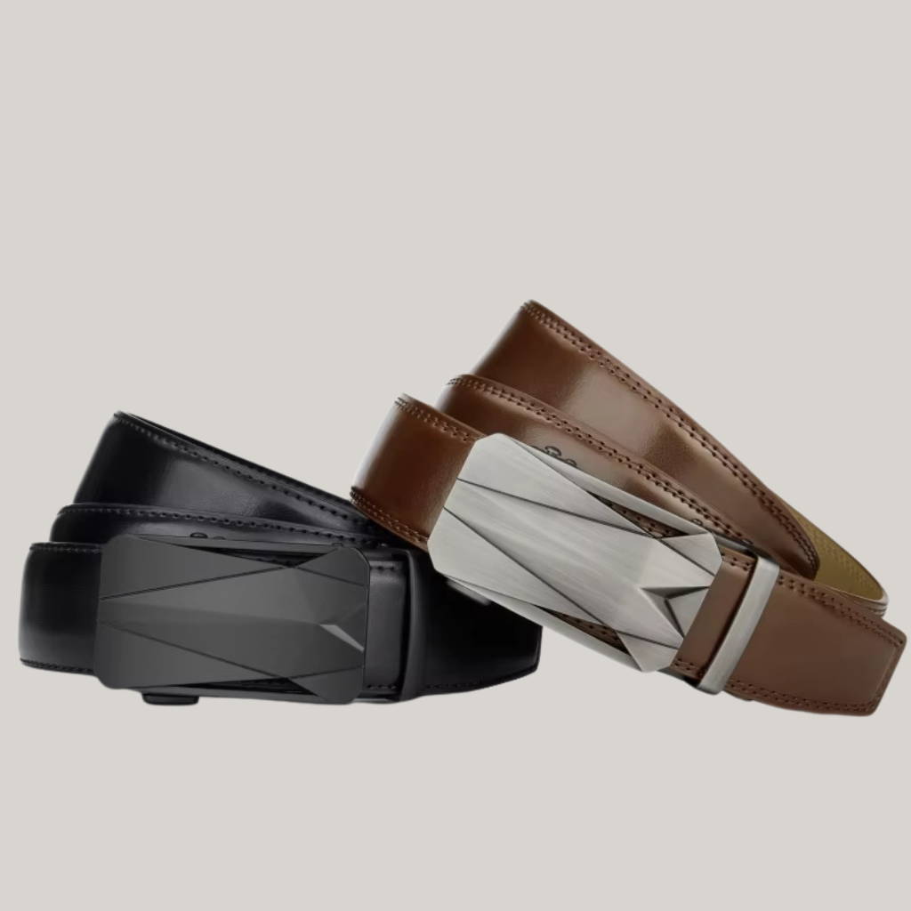 Men’s Leather Belt with Plate Buckle – Lugano Collection