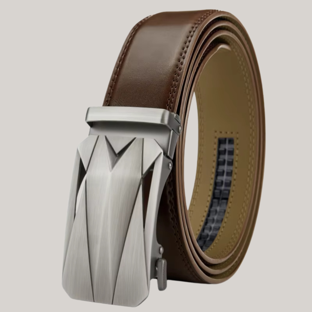 Men’s Leather Belt with Plate Buckle – Lugano Collection